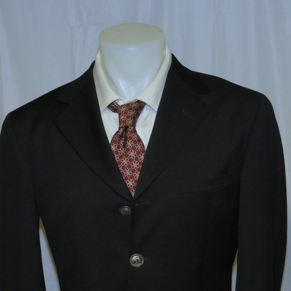 Istante by Versace Vintage Solid Black Four Metal Button Sport Coat 38R - Picture 3 of 12